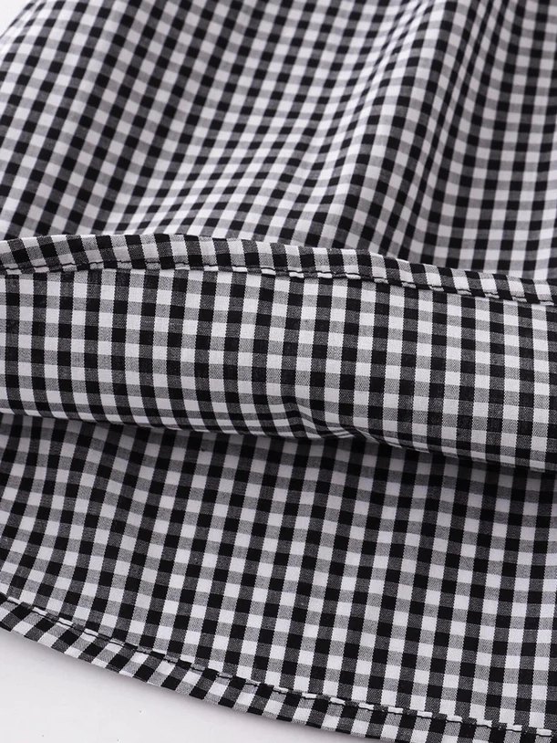 Halloween Smocked Black Checker Dress