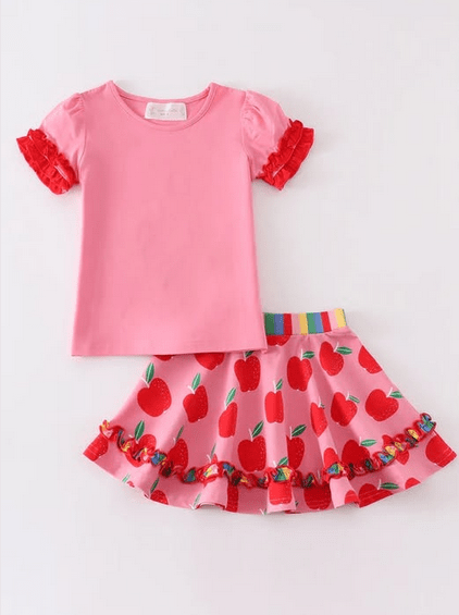 Back to School Apple Top & Skirt Set
