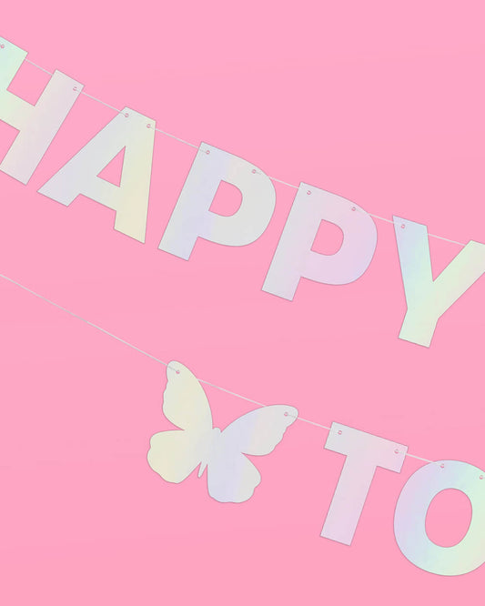 HBD To Me 🦋 Banner - iridescent foil banner