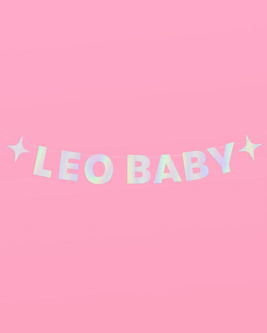 Leo Baby Banner - iridescent foil banner