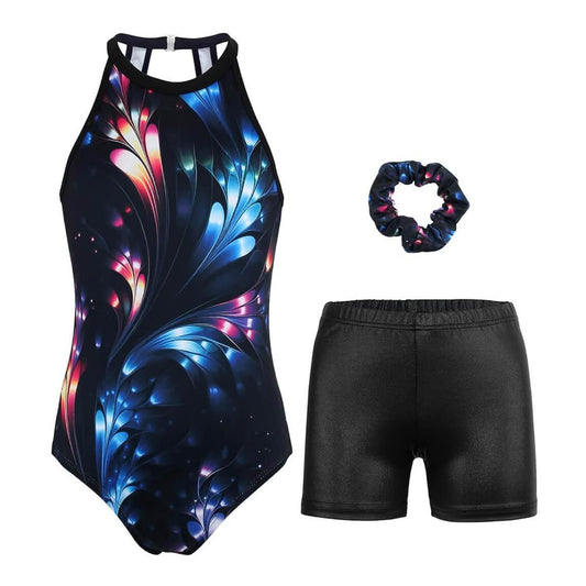 Shiny Flower Gymnastics Leotard Outfit Set