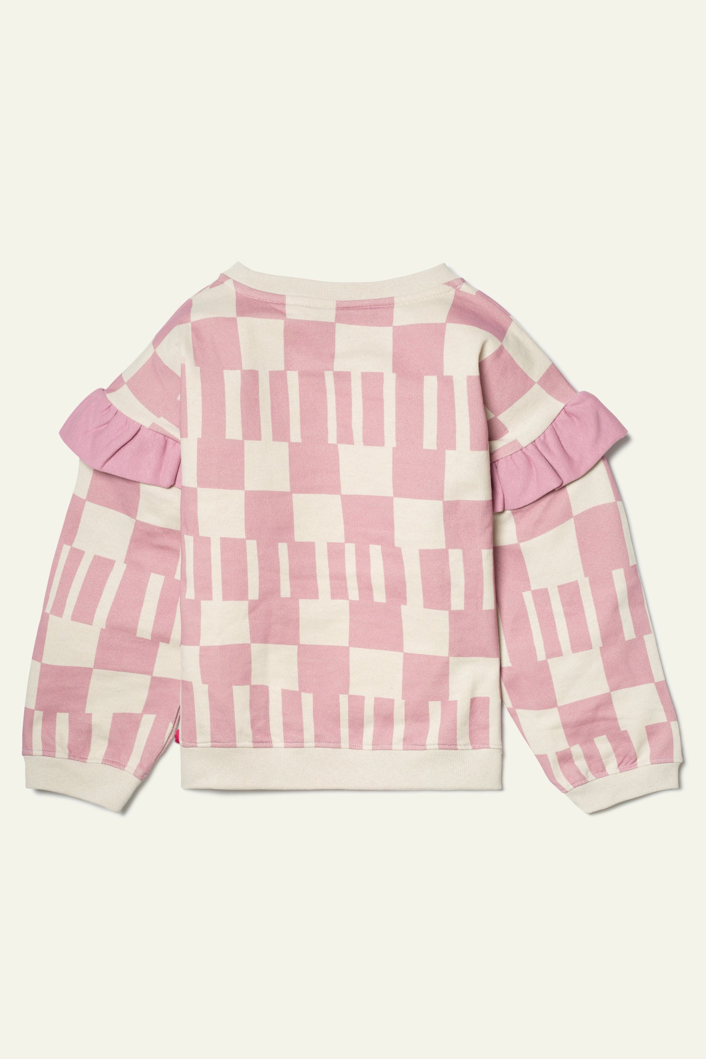 Recycled Cotton Pink Block Ruffled Sweatshirt