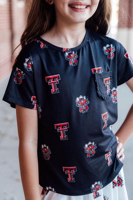 Texas Tech Black Raider Red Ruffle Pocket Tee