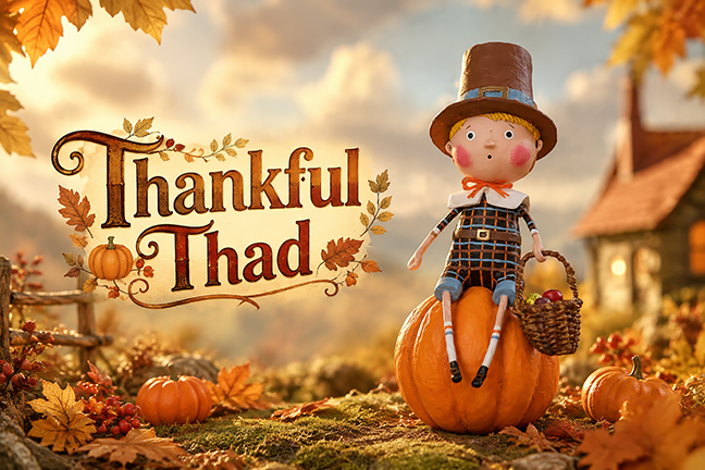 Thankful Thad Lori Mitchell Thanksgiving Figure *NEW FOR 2026* SHIPS JUNE