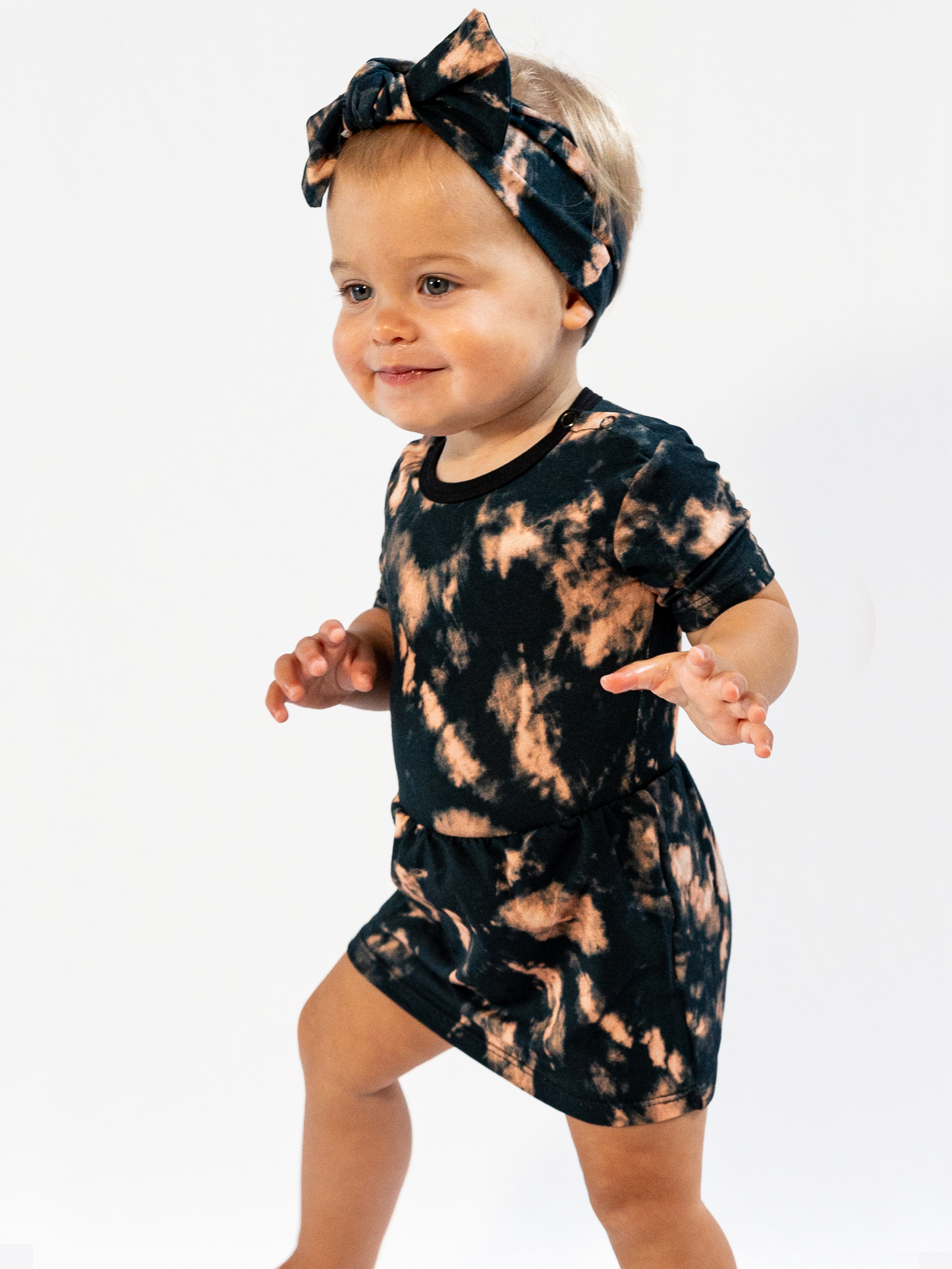 Black Tie-Dye Baby Ballerina Dress