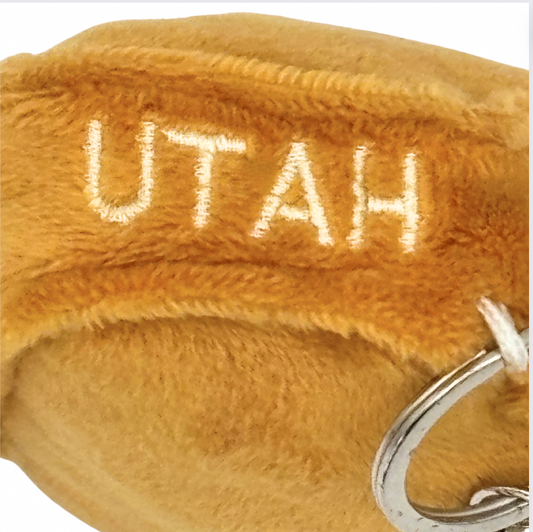 Utah Stuffed State Keychain – Plush Beehive State Bag Charm with Bee