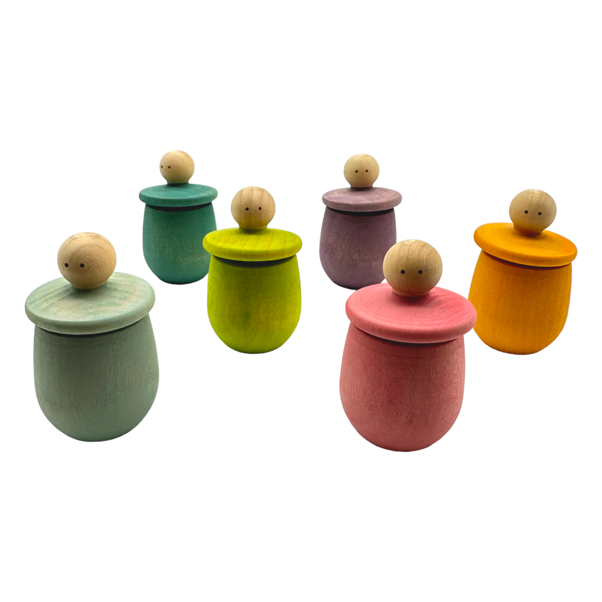 6-Piece "Little Things" Wooden Treasure Boxes – Pastel (Stained)