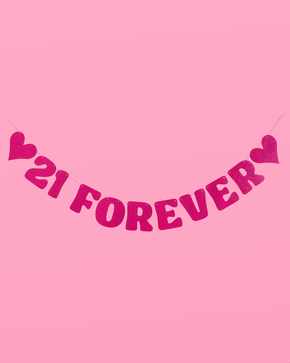 21 Forever Banner - hot pink glitter banner