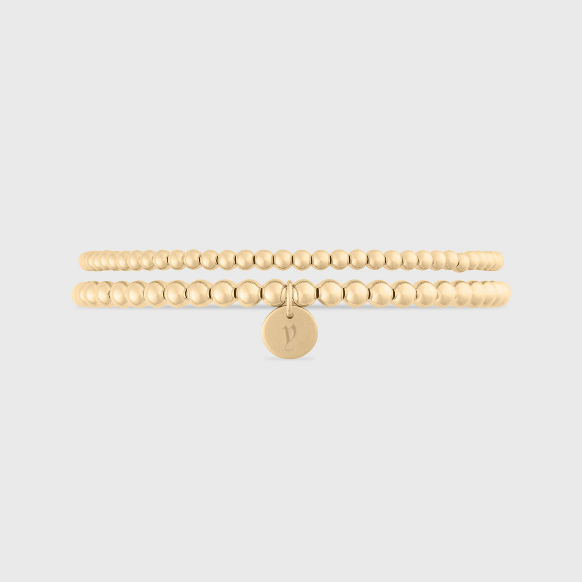 old english initial juno double bracelet stack (3+4mm)