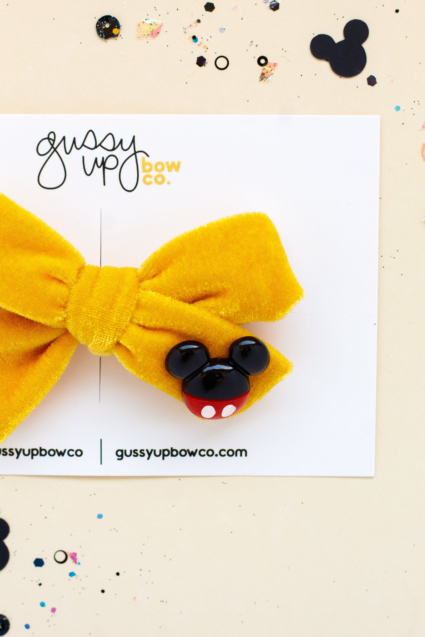 Yellow Velvet Mouse Charm | Classic Pigtail Set