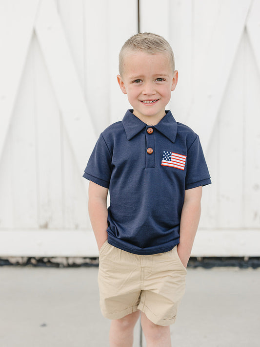 Navy Flag Polo