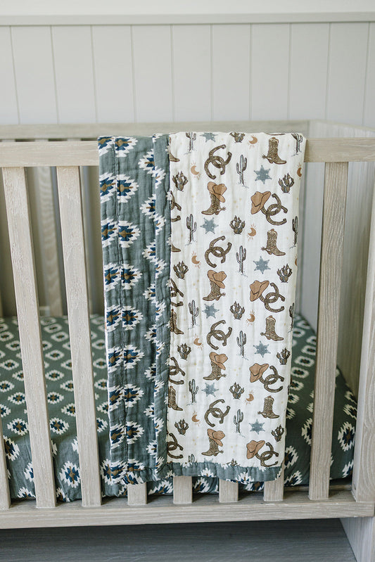 Southwest Aztec + Outlaw Cowboy Muslin Quilt