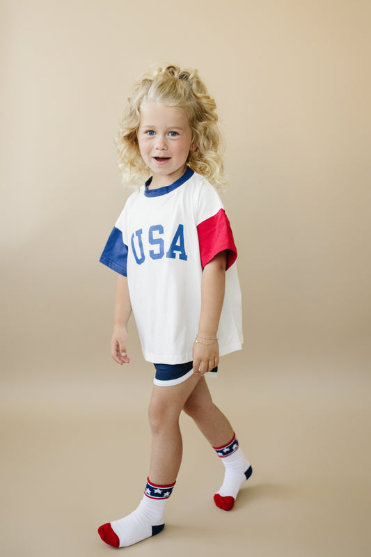USA Colorblock Tee - Oversized or Regular Fit