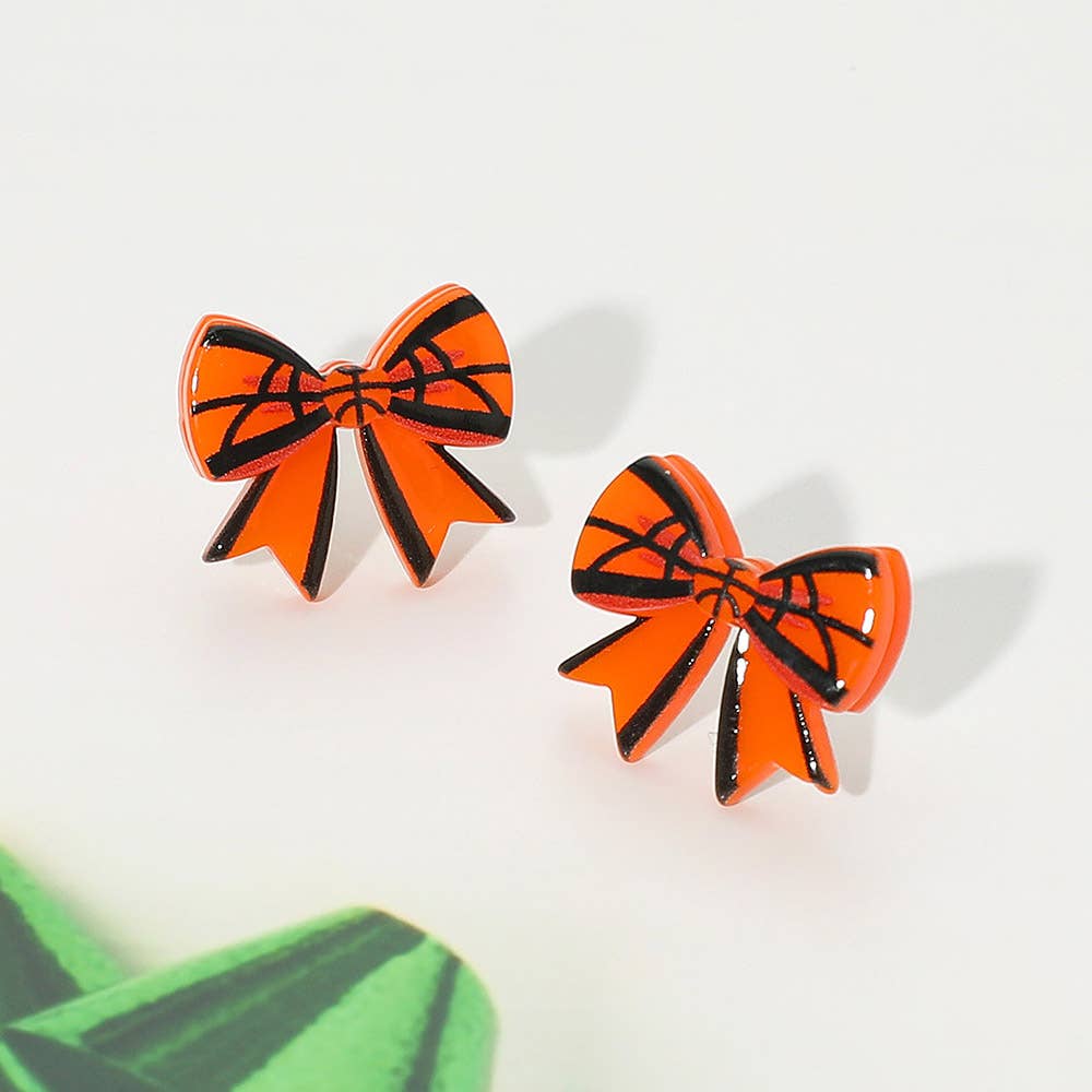 Resin Sports Baseball/Basketball/Football Bow Stud Earrings