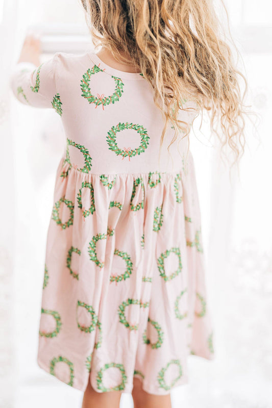 Pink Wreath Twirl Dress