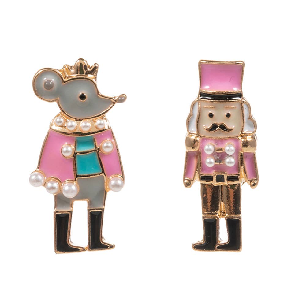 Holiday Nutcracker Mouse King Stud Earrings