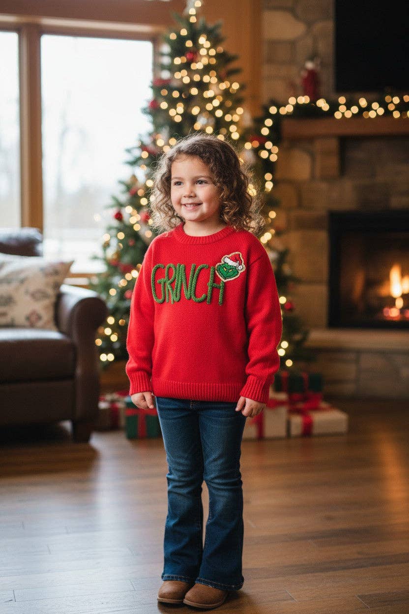 Red Christmas character knitted sweater. TPG51591 AMY