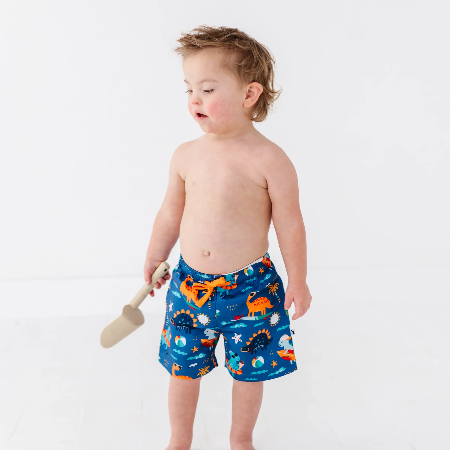 Blue Dino Boys Swim Trunks