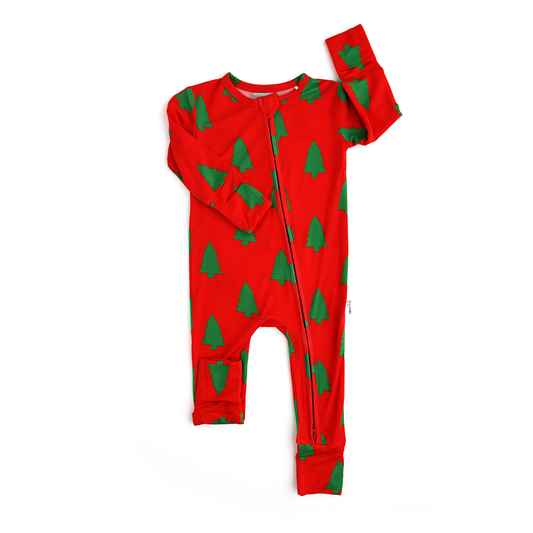 Christmas Trees Convertible Zip Onesie