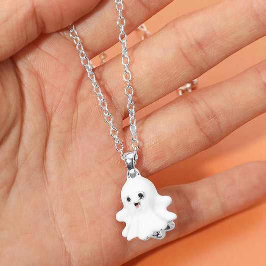Cute Enamel Ghost Pendant Necklace