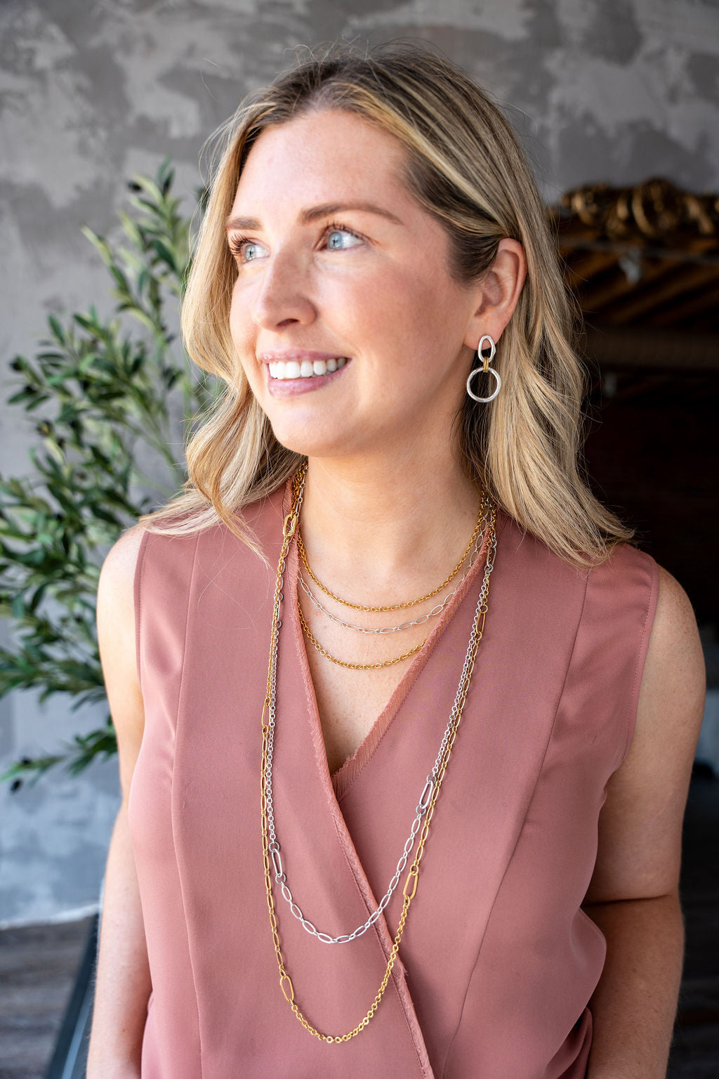 Gold Delicate Long Layering Necklace