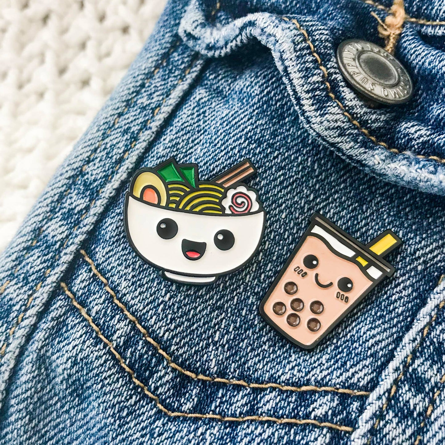Ramen & Boba Enamel Pin Set