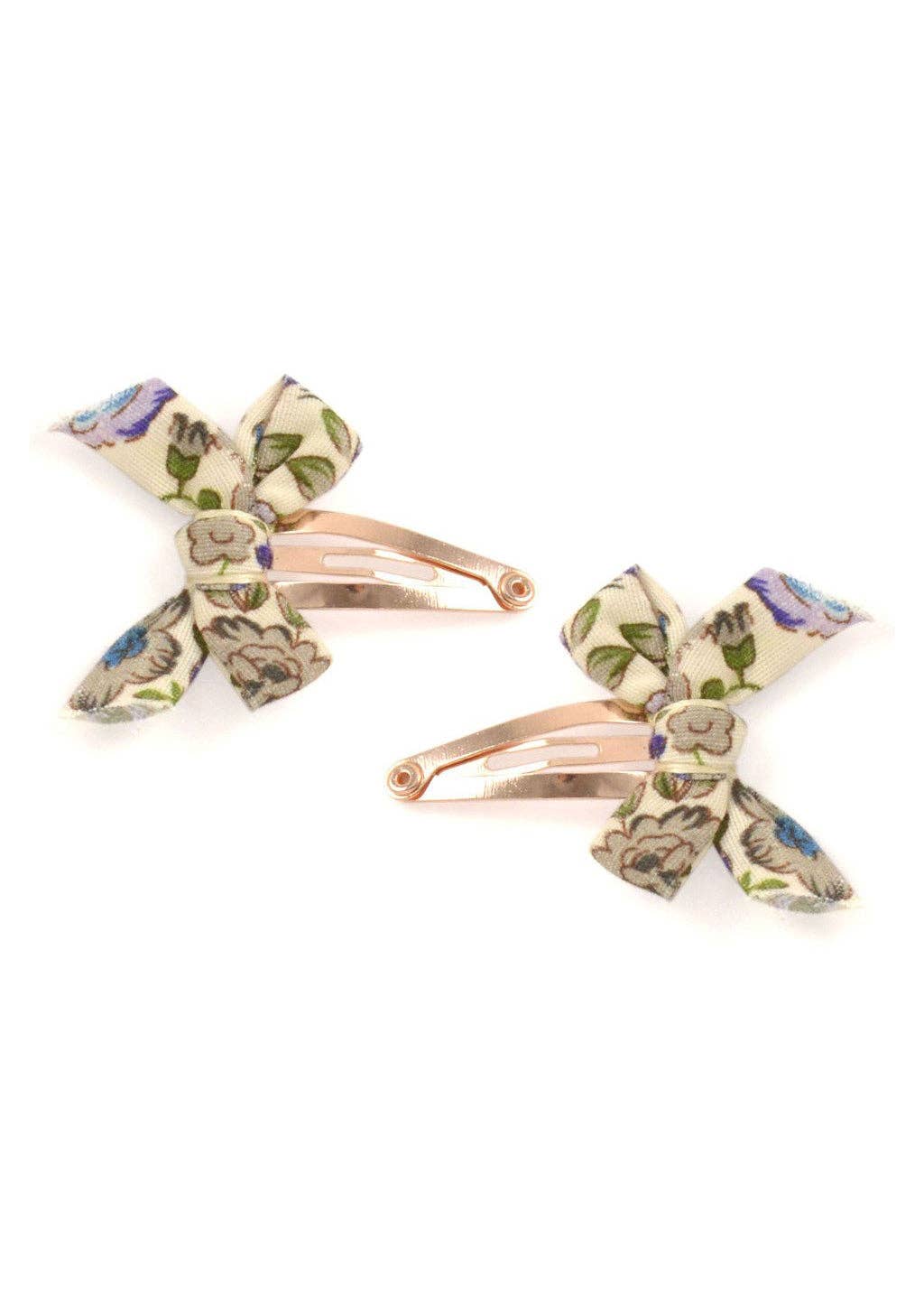 Liberty Print Bow Hair Clips, Rose Gold Plated Brass, Set of