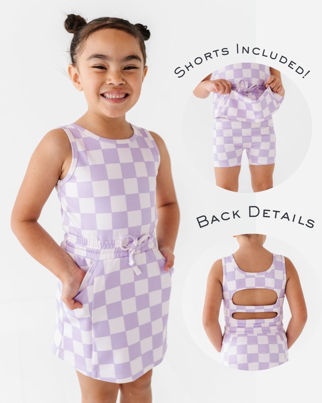 Violet Check | Skater Dress (with detached shorts!)