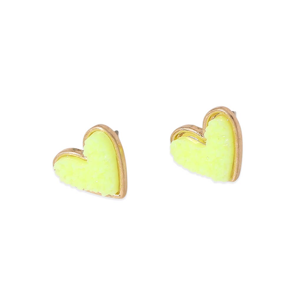 Druzy Heart Stud Earrings