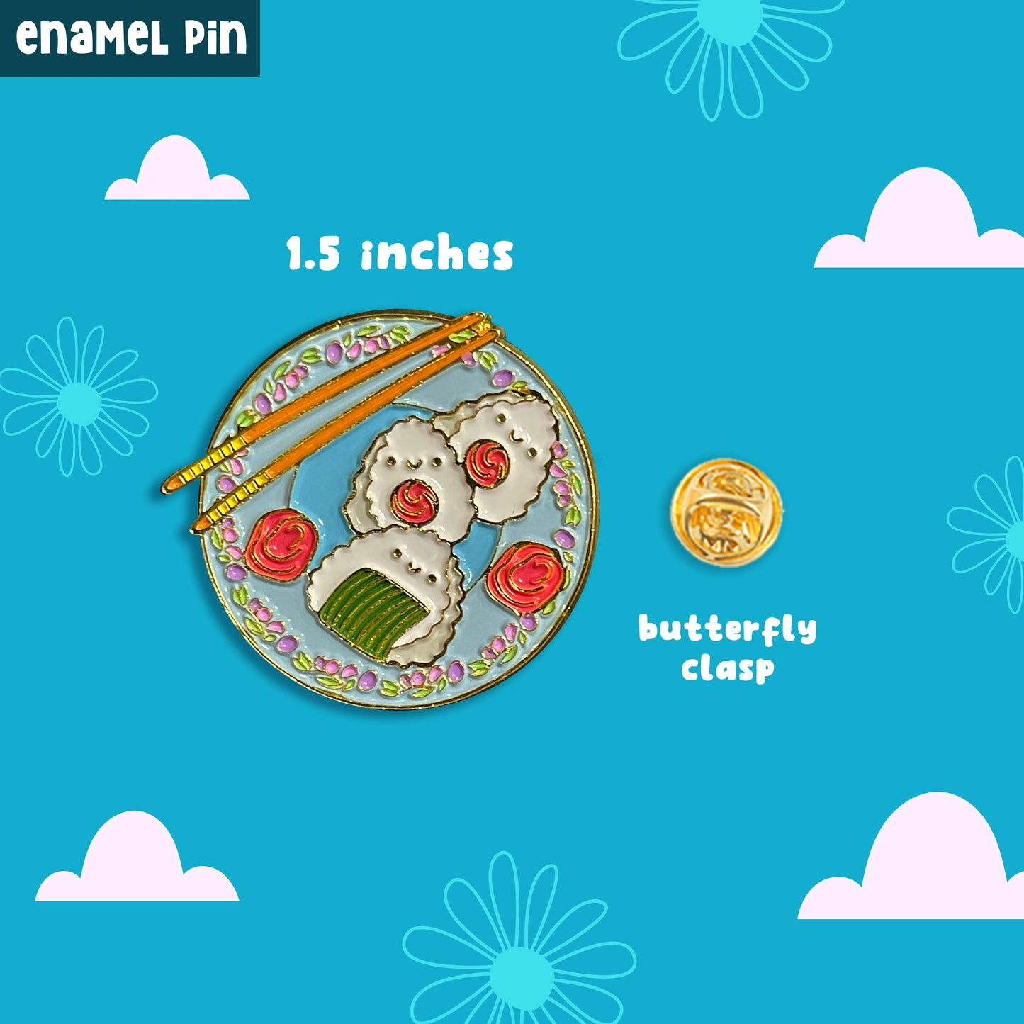 Kawaii onigiri sushi enamel pin