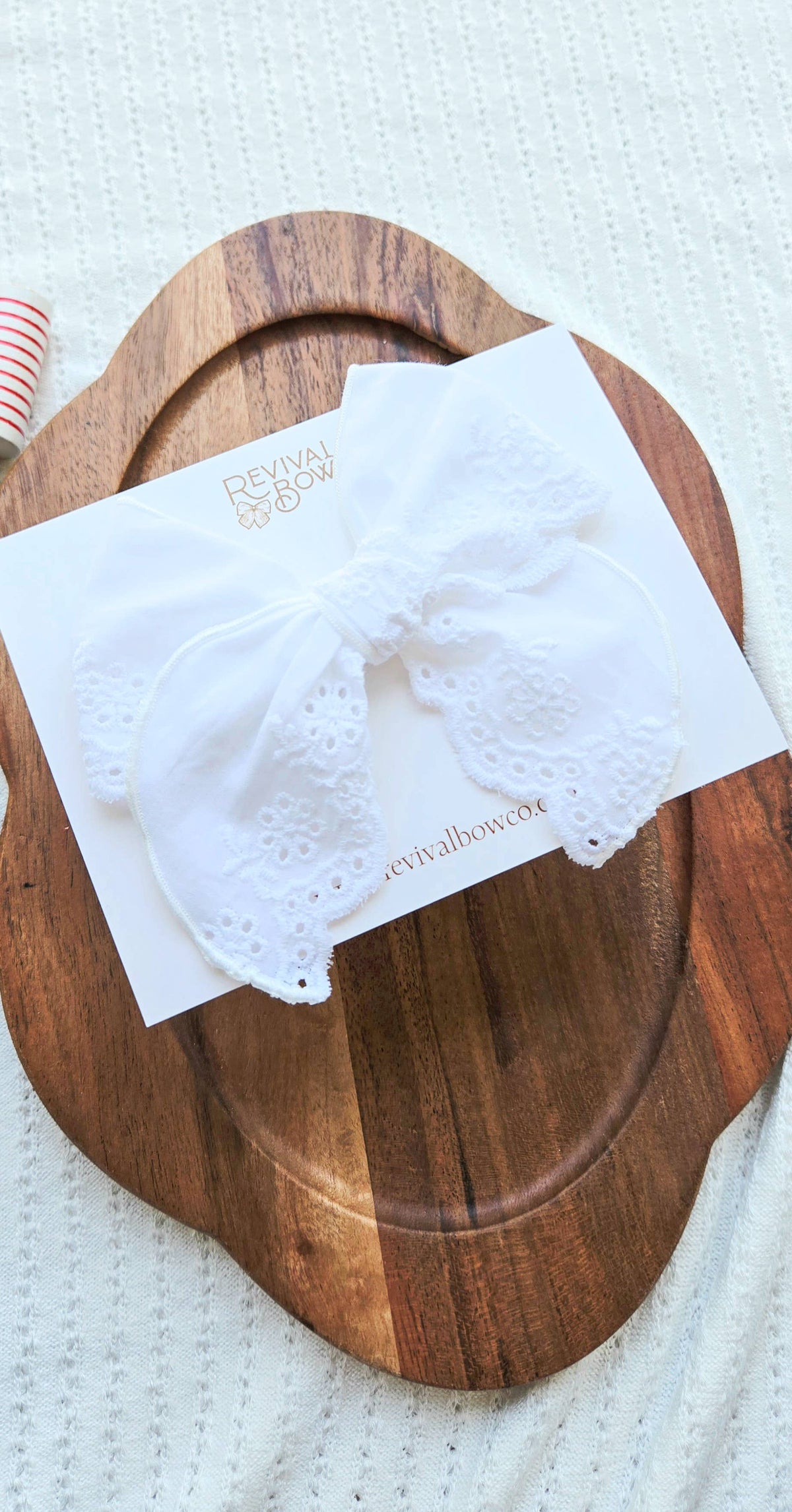 Fable Bow on Clip • White Eyelet Lace