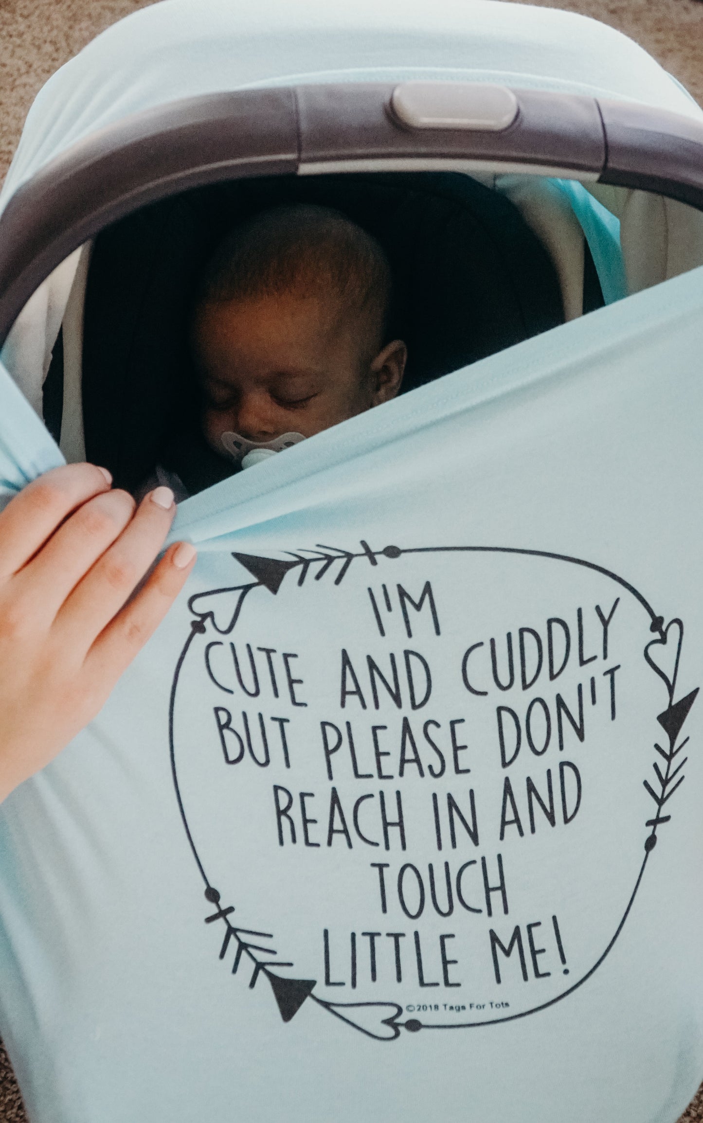 Light Blue Car Seat 5 in 1 Cover – I'm Cute & Cuddly But Please Don't Touch Little Me