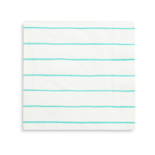 Aqua Green Striped Paper Napkins