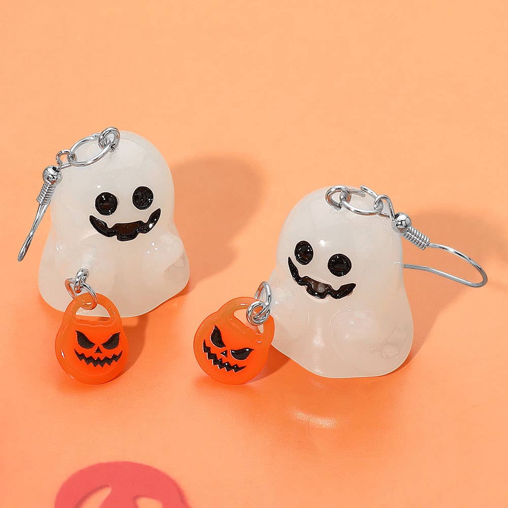 GLOW IN THE DARK Halloween Ghost Dangle Earrings