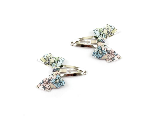 Liberty Print Bow Hair Clips, Rose Gold Plated Brass, Set of