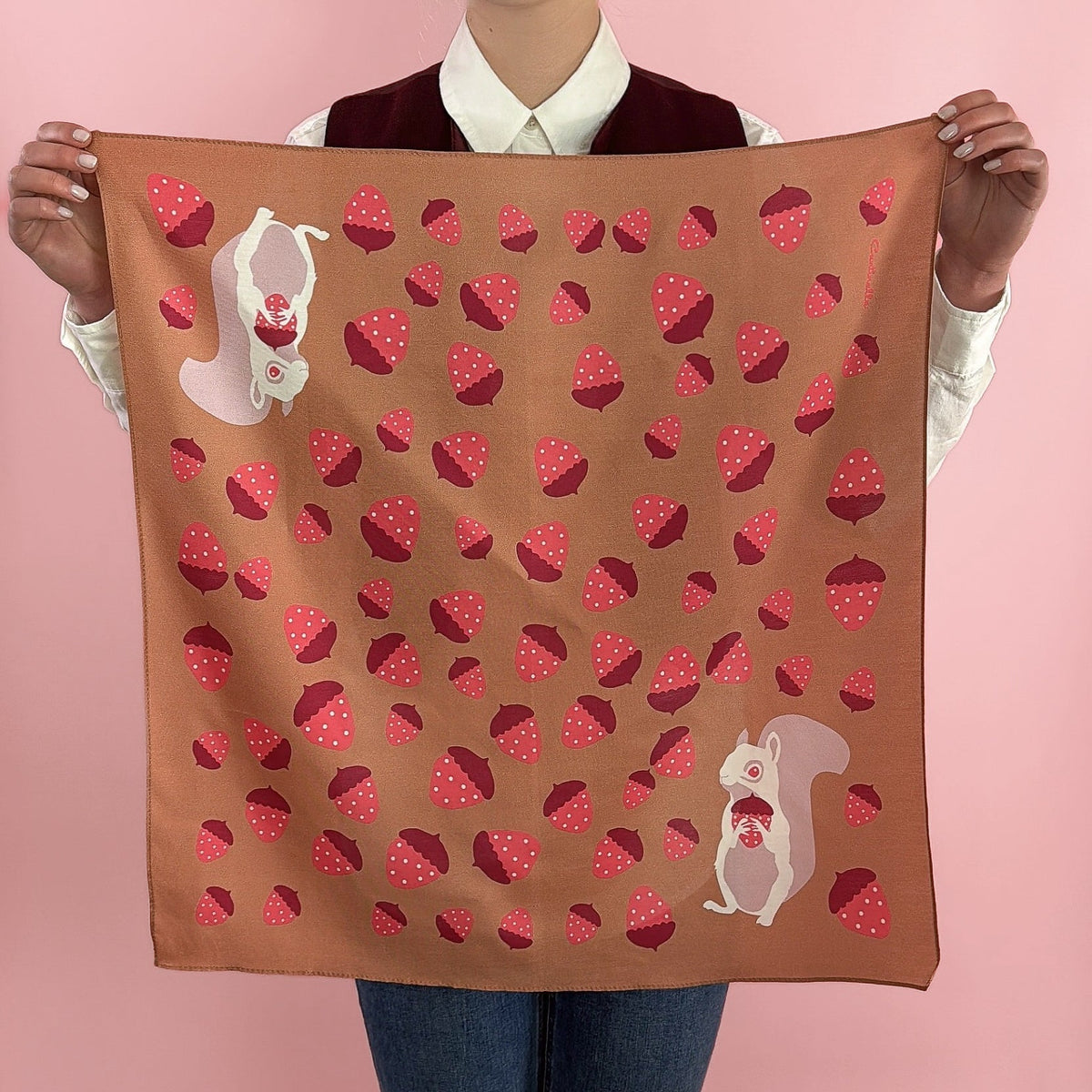 Albino Squirrel Cotton Silk Bandana