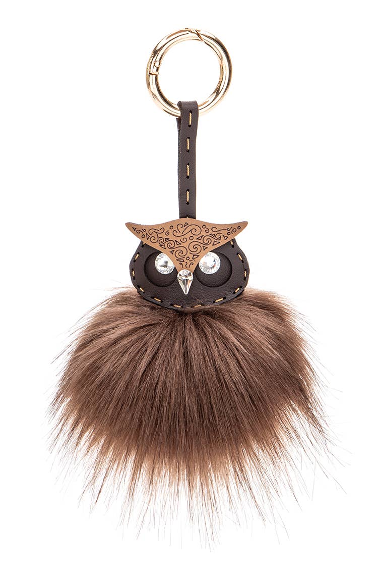 Iconic Owl Fur Pom Bag Charm Key Chain