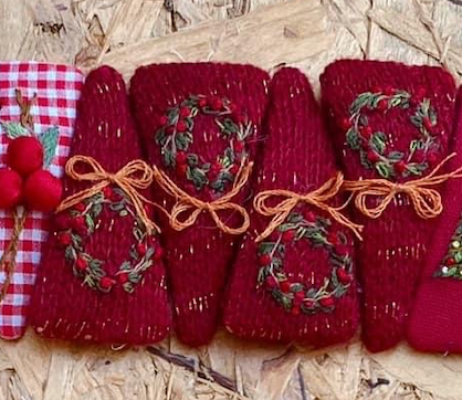 Xmas Theme Embroidered Hair Barrette, Christmas Collection