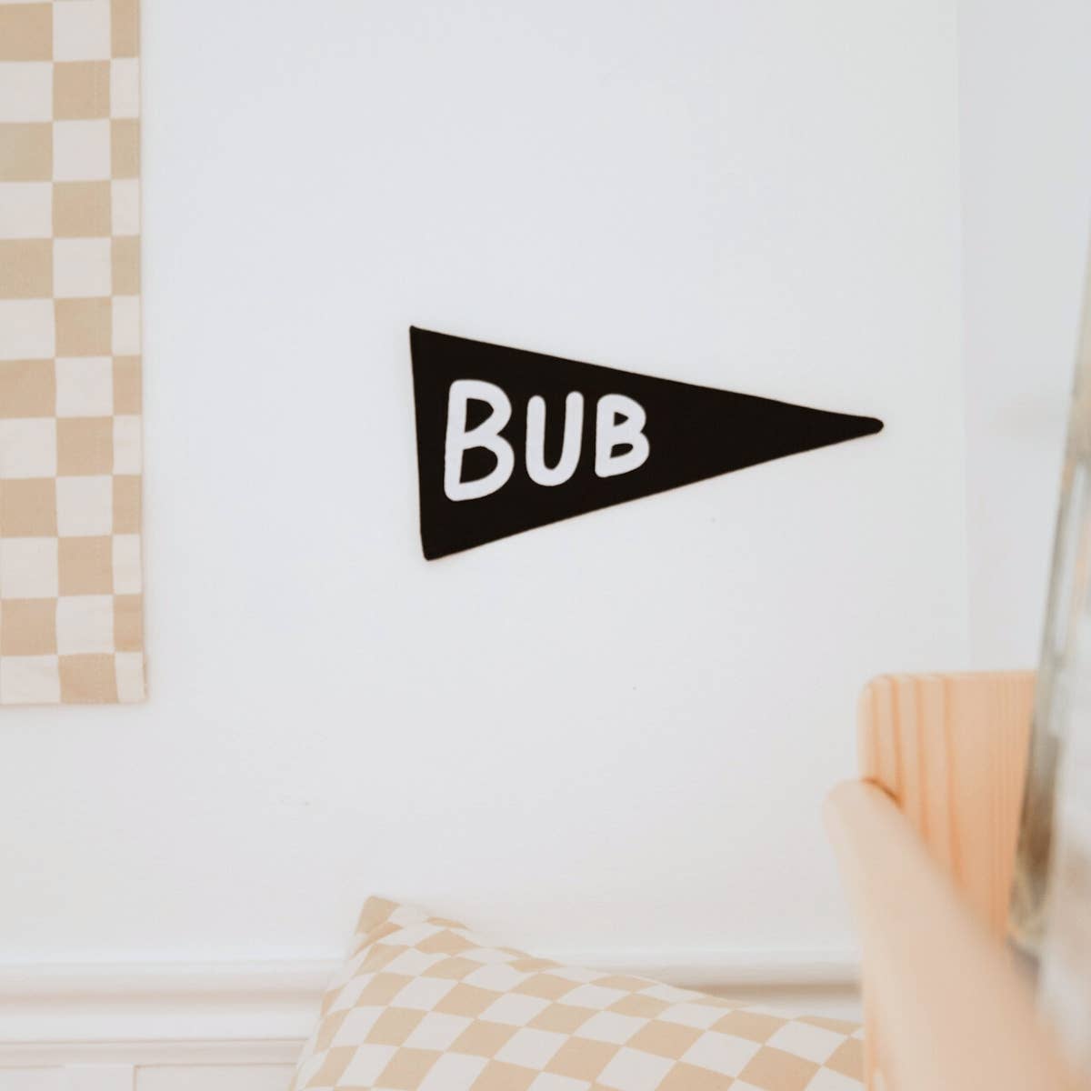 “Bub” Canvas Pennant – Black | Handmade Wall Flag