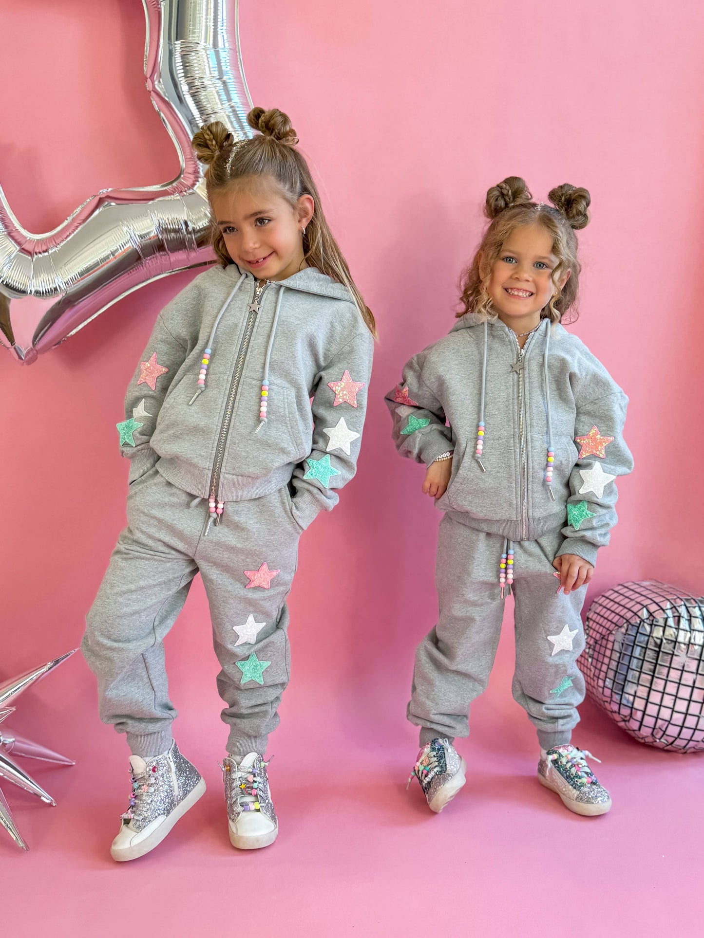 Star Girl Sweatsuit Set W/ Sequin Star Patches