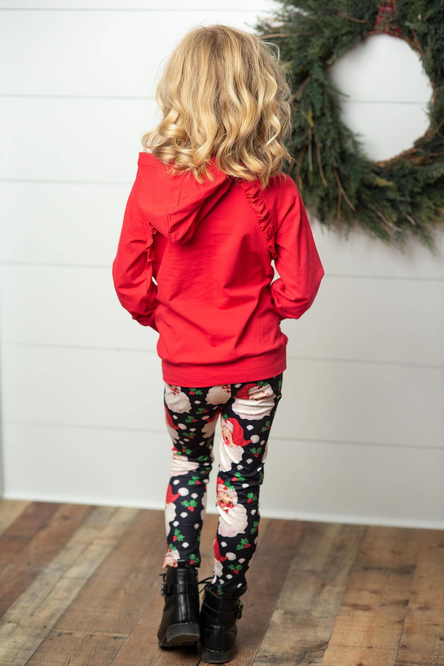 Santa Pocket Ruffle Hoodie & Leggings Set