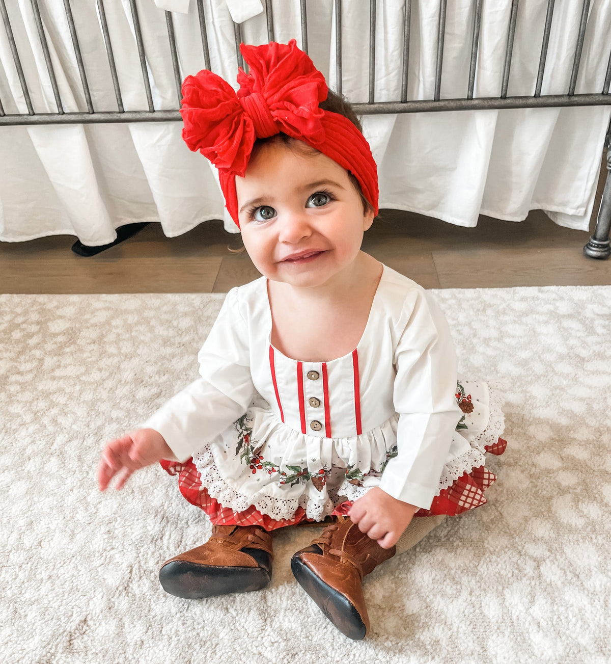 Ruffled Headband-Bright Red