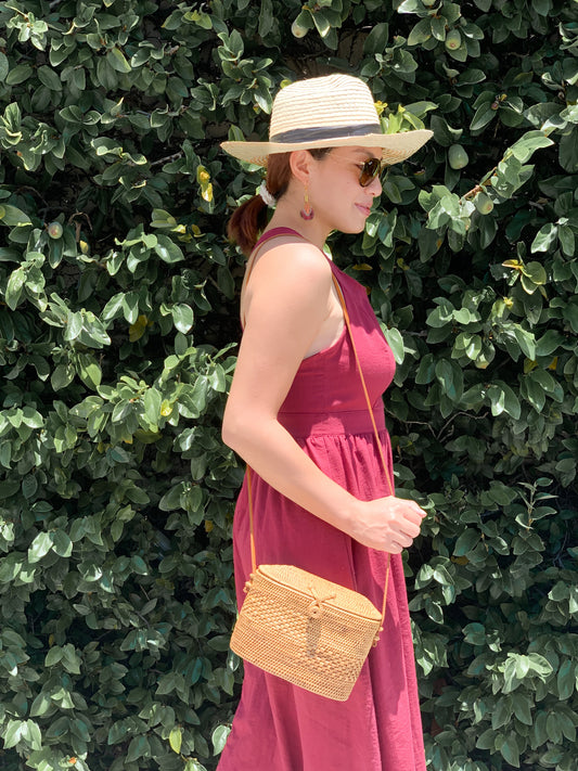 Bali Rattan Crossbody Bag - Athens