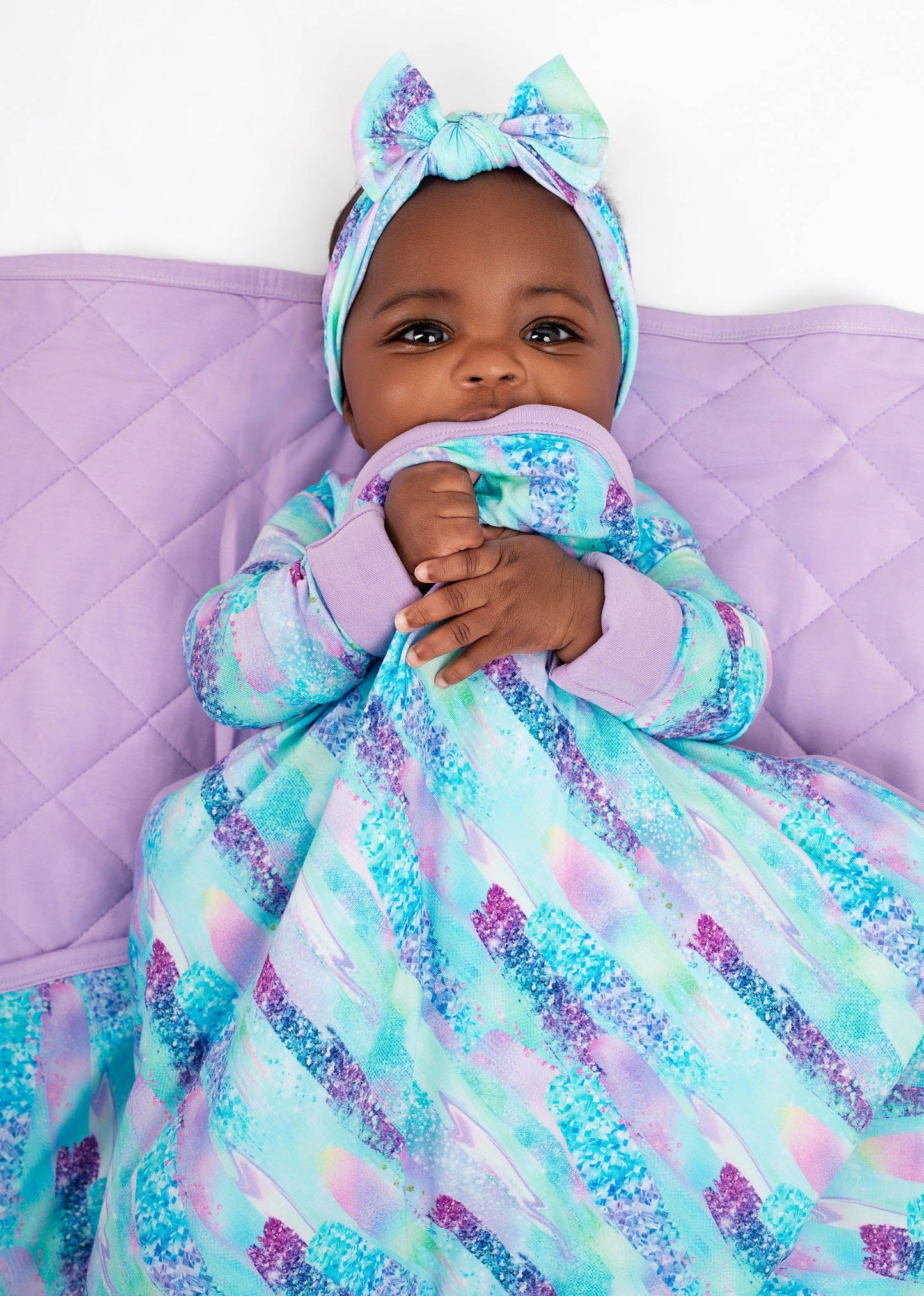 Mermaid Glitter | Mini Quilted Bamboo Baby Blanket
