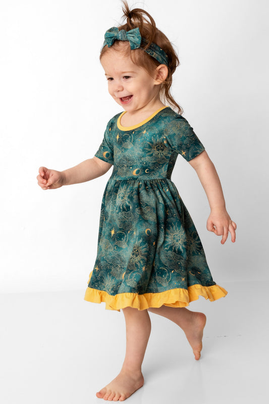 Dreamy Skies | Toddler & Girls Bamboo Ruffle Twirl Dress