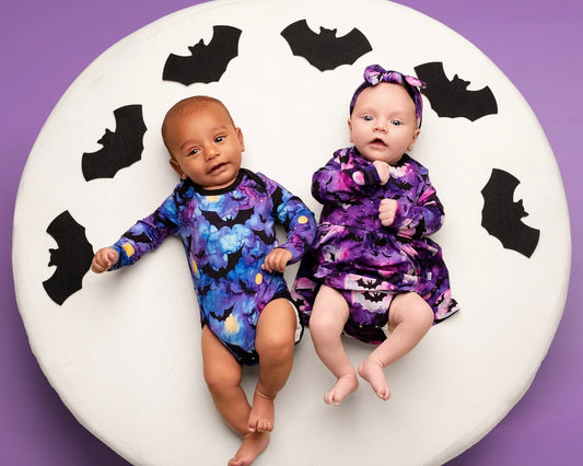 Halloween | Midnight Bats | Baby & Toddler Bamboo Bodysuit Onesie