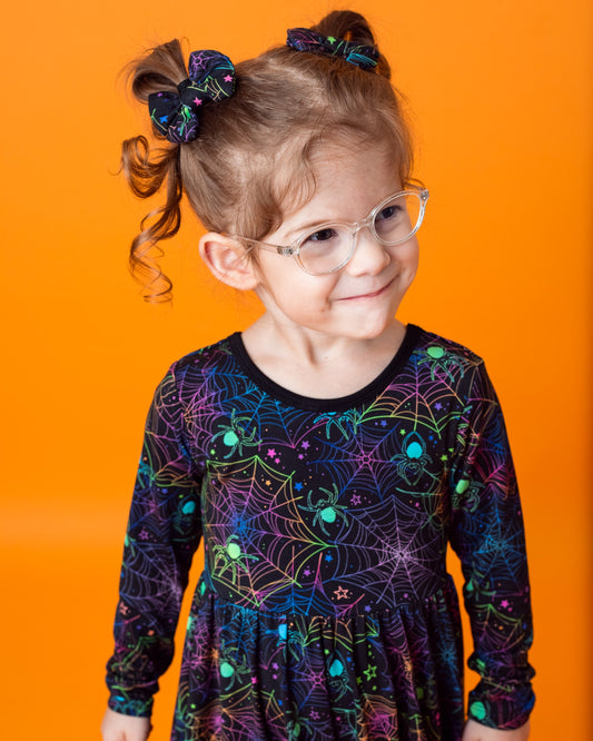 Halloween | Spooky Webs | Bamboo Pigtail Clip on Bow Set