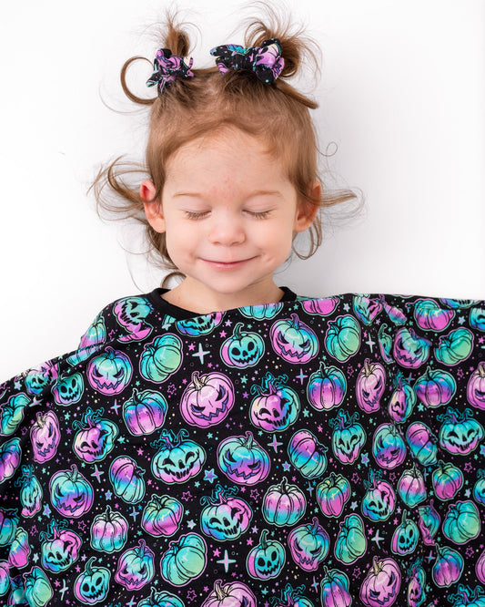 Halloween | Starlight Pumpkins | Mini Quilted Bamboo Baby Blanket
