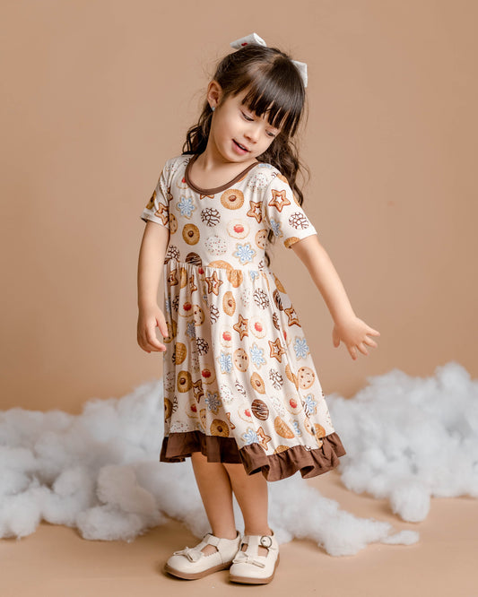 Cookie Swap | Toddler & Girls Bamboo Ruffle Twirl Dress