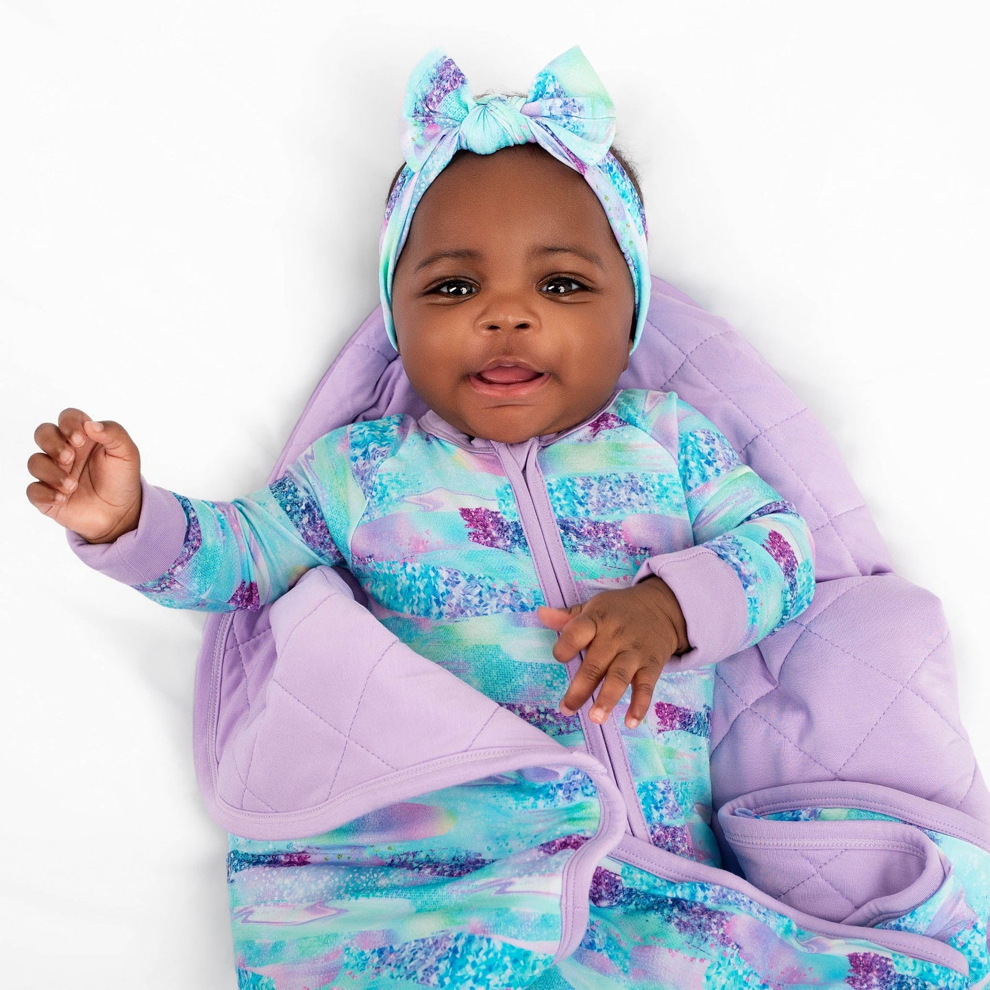 Mermaid Glitter | Mini Quilted Bamboo Baby Blanket